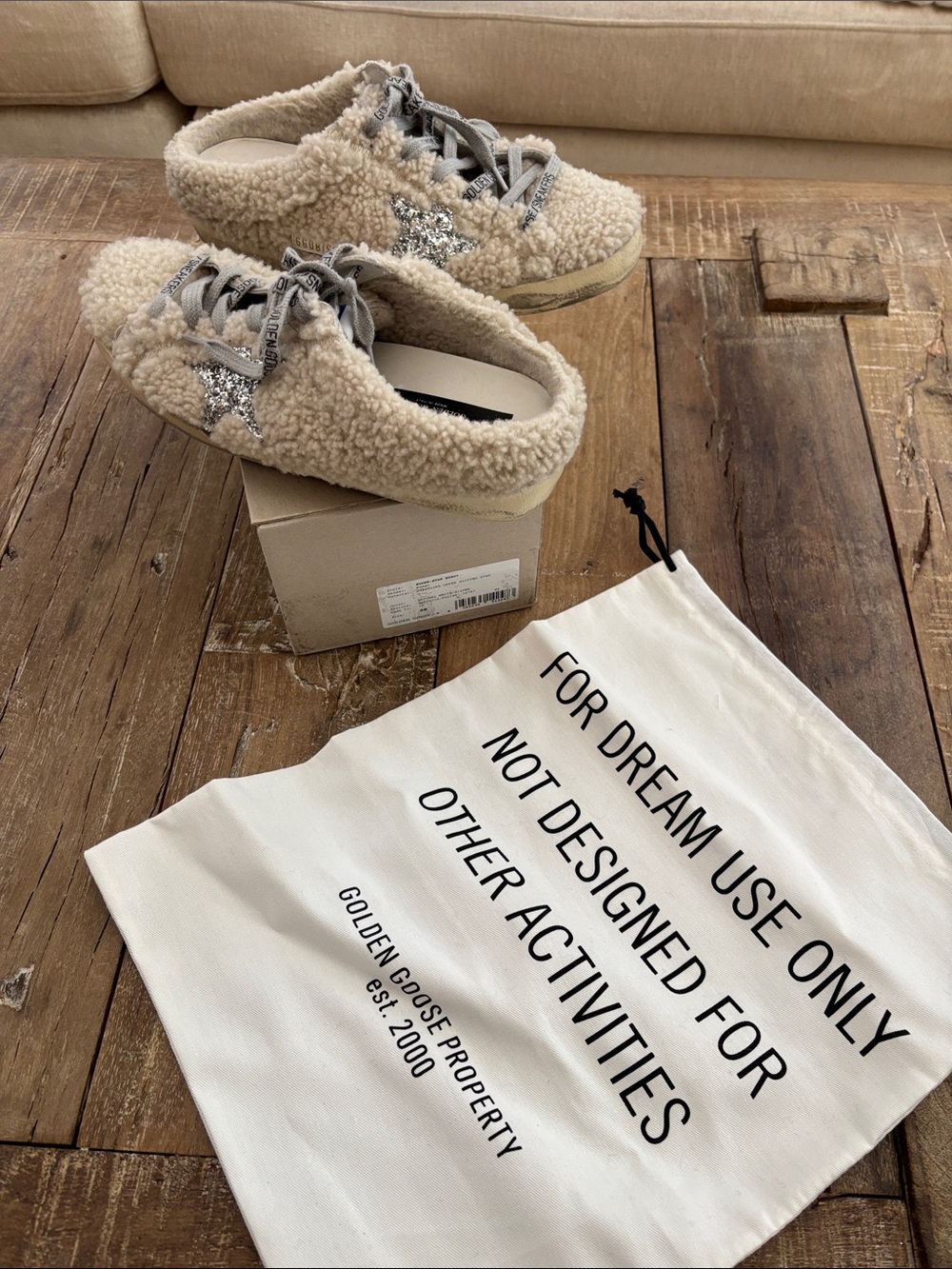 Golden Goose Made in Italy Shearling Upper Glitter StarWhite - Never worn
